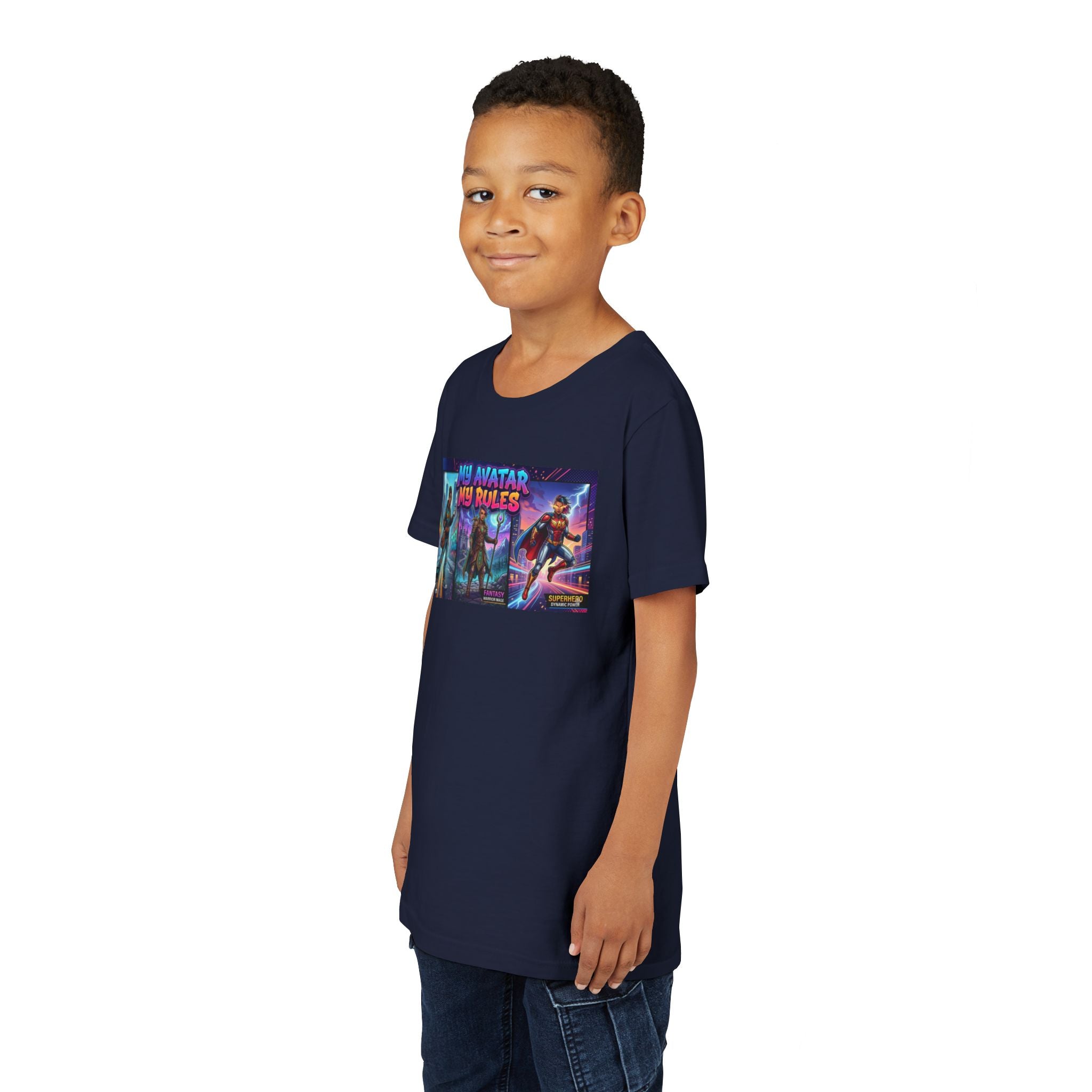Youth Tee — “MY AVATAR MY RULES” Customizable Character Graphic