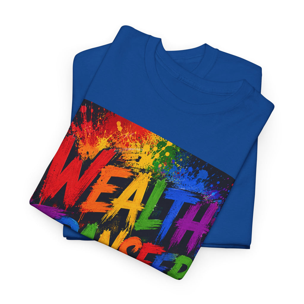 Wealth Transfer T-Shirt — Rainbow Graffiti Design (Back Fist Emblem)