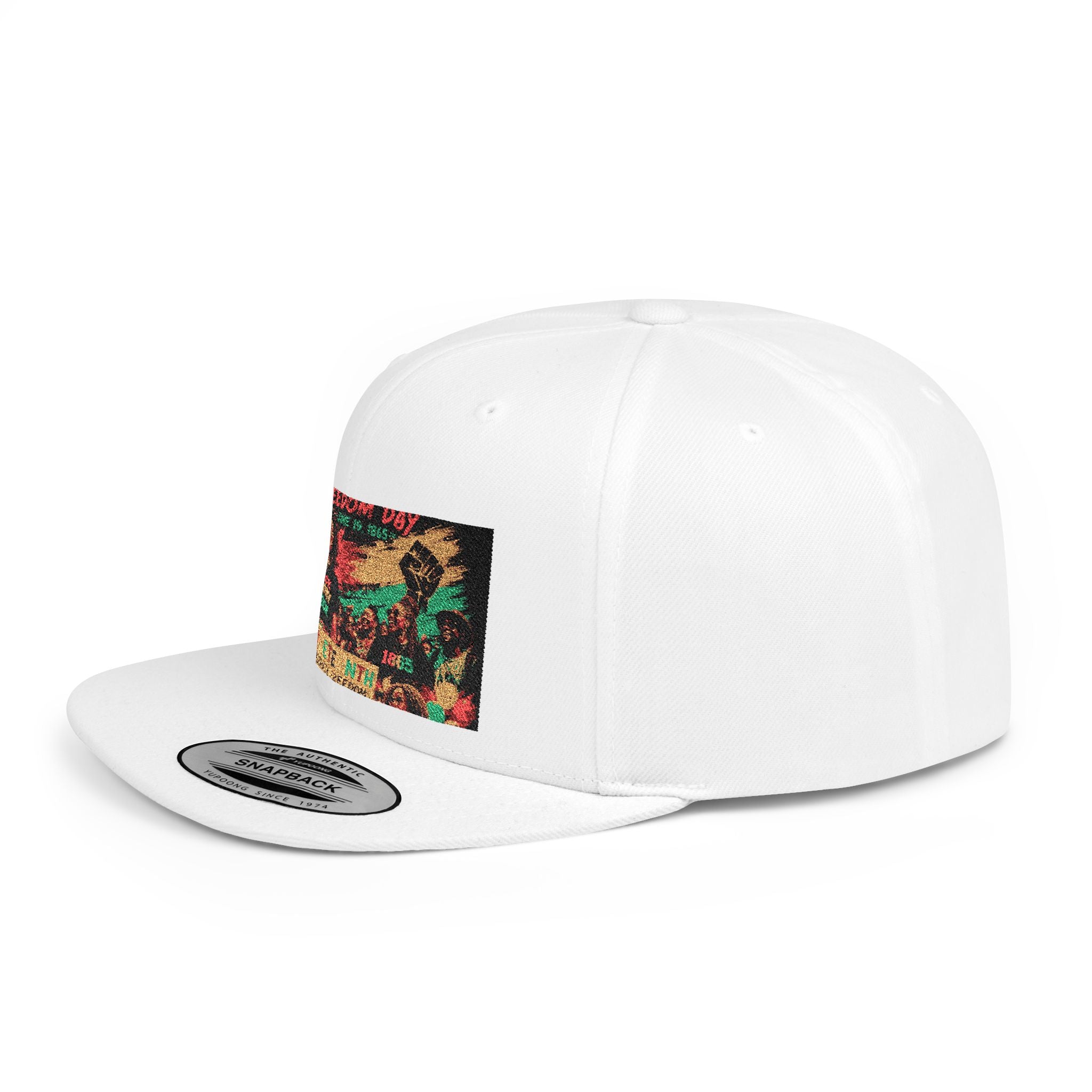 Reggae Vibes Flat Bill Snapback Hat — Colorful Rasta Music Patch